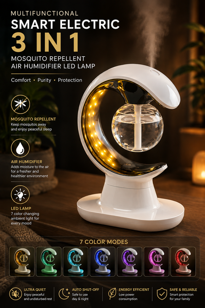 3-in-1 Smart Mosquito Repellent Humidifier LED Lamp
