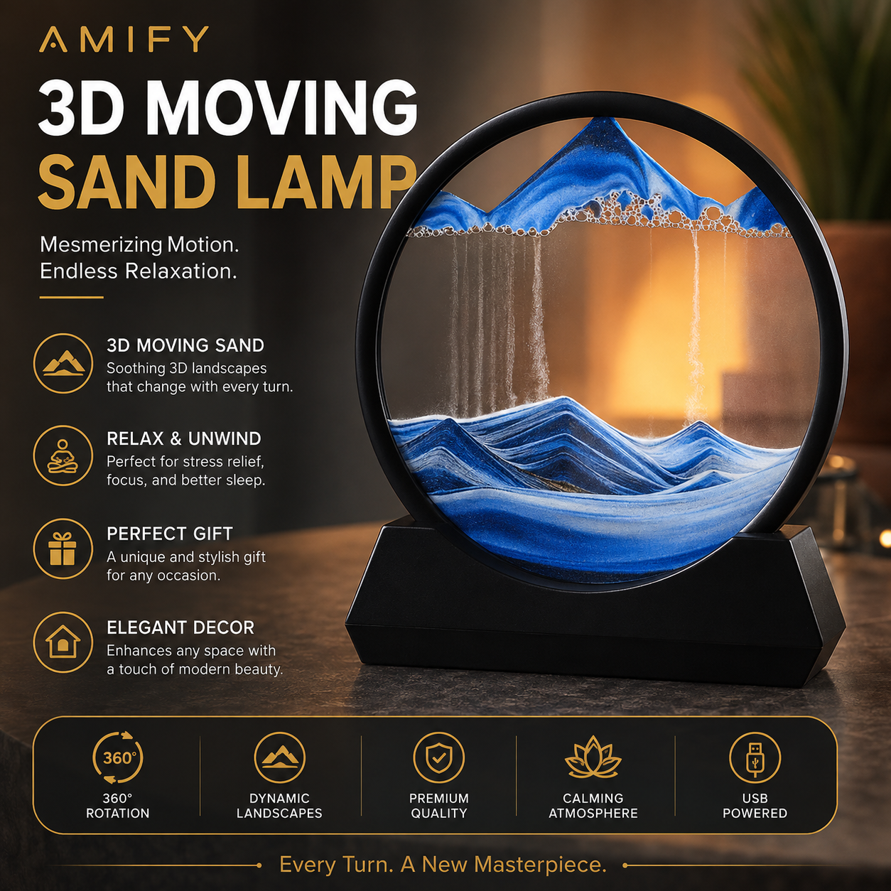 3D Moving Sand Art Lamp